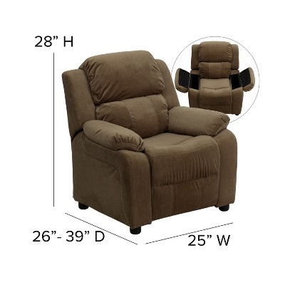 Cozy Spot Brown Microfiber Kids Recliner with Cup Holder