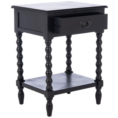 Athena Black Wood and Metal Accent Table with Storage