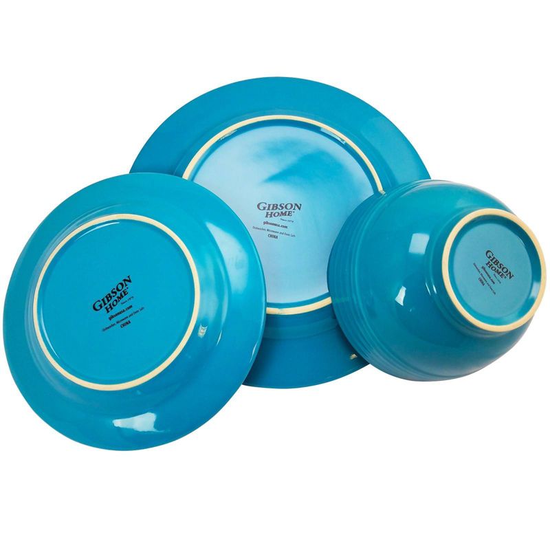 Gibson Home 12pc Stoneware Plaza Cafe Dinnerware Set Turquoise, 2 of 5