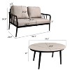 Christopher Knight Home Franklin 2 Piece Aluminum Sintered Stone Loveseat Seating Sets with Sunbrella Cushions - 3 of 4