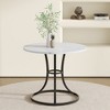 FURNIinspire Dining Tables Modern Minimalist Circular Dining Table, Dining Table End Table With Marble Textured Pattern Desktop, White, 33"*33"*29" - 2 of 4