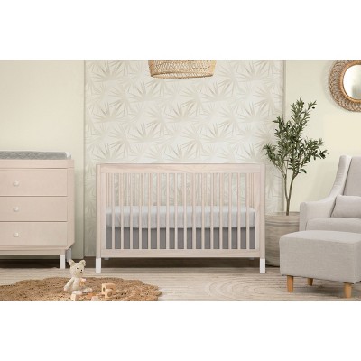 Washed Natural and White Pine 4-in-1 Convertible Toddler Crib