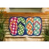 Evergreen Plaid Flip Flops Shaped Indoor Outdoor Natural Coir Doormat 1'6"x2'6" Multicolored - 4 of 4