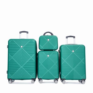 Kumasinova 4Pcs ABS Lightweight Hardside Luggage Set,Airline-Approved Carry-On Suitcases with 14"Makeup Box,Impact-Resistant,14/20/24/28" - 1 of 4
