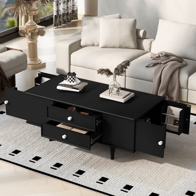NicBex Modern Rectangle Coffee Table with 4 Drawers & Two-Side Hidden Storage,Multi-Functional Tea Table Center Table for Living Room,Studio