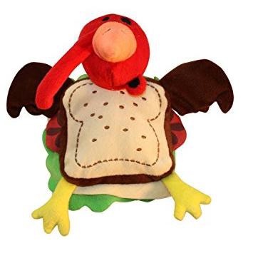 Multipet Silly Plush Animal Sandwiches Shaped Squeak Dog Toy - Turkey