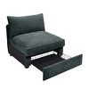 Vynxaria Modern Armless Sofa Grey Chenille, Wrapped Backrest/Armrest, Crescent Shape, Pull-Out Storage Drawers, 2/3/4-Seat for Modern/Nordic - 2 of 4