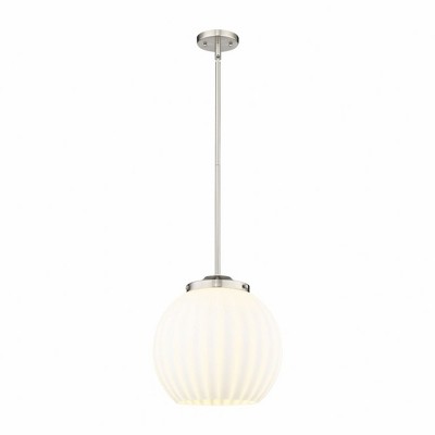 White Venetian - 1 Light Stem Hung Pendant In Modern Style-17 Inches Tall and 13.75 Inches Wide