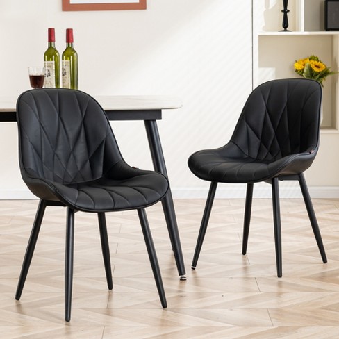 YOUNIKE Modern Upholstery Leather Dining Chairs Set of 2 Armless Kitchen Dining Room Chair Makeup Nail Tech Chair 19.29"Wx24.02"Dx33.07"H - image 1 of 4