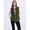 Allegra K Women's Fleece Contrast Color Button Down Sleeveless Fuzzy Jacket Vest with Pockets - 3 of 4