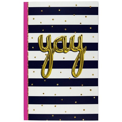 Lined Journal Party Time Perfectbound UV Spot Accent Black White Yay - Top Flight