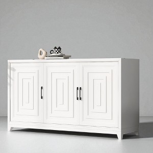 TV Stand for TVs up to 65 Inches, Modern Entertainment Center Cabinet with 2 Storage Spaces and Solid Wood Legs for Living Room - 1 of 4