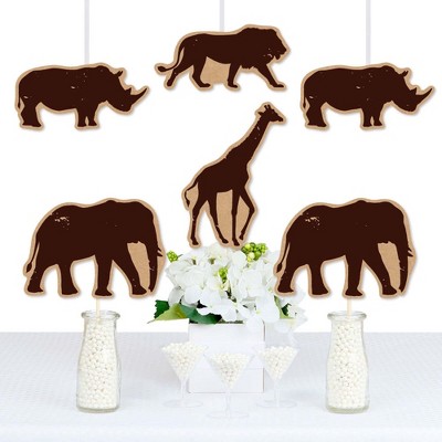 Big Dot of Happiness Wild Safari - Giraffe, Elephant, Lion & Rhino Decor DIY Jungle Birthday Party or Baby Shower Essentials - Set of 20