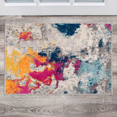 Multi-Color Abstract Synthetic 2' x 3' Area Rug