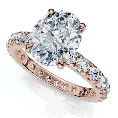 Pompeii3 Certified 2Ct Oval Diamond Engagement Eternity Ring 14k Gold or Pt Lab Created