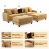 Hyleory  112'' Corduroy Sectional Sofa Bench with two  ottomans and Storage side table  living room - 3 of 4
