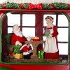 SEVOBAL Party Decorations and Accessories Christmas Camper with Mr and Mrs Santa for Holiday Table Decor, Red, 11.3"*4.4"*8" - 3 of 4