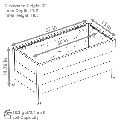 Gray Acacia Wood Raised Garden Bed Planter Box with Removable Bag