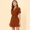 Allegra K Women's Solid Double-Breasted Turn-Down Collar Casual Work Belted Dress - 2 of 4
