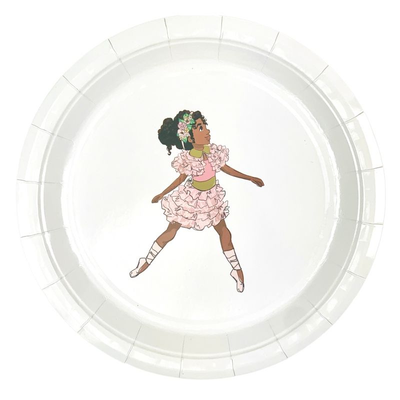 Anna + Pookie 8ct White & Pink Ballerina Large Disposable Paper Party Plates, 1 of 4