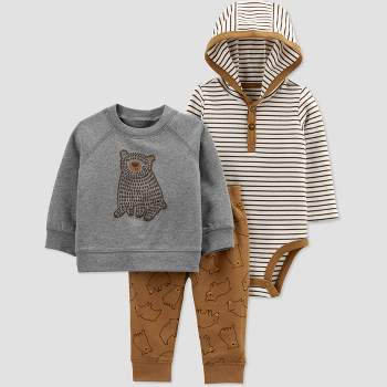 Carter's Just One You® Baby Boys' 3pc Bear Top & Bottom Set - Brown