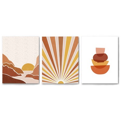 Americanflat Modern Sunsets by Elena David Triptych Wall Art - Set of 3 Canvas Prints