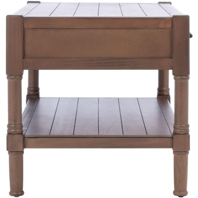 Traditional Filbert Rectangular Coffee Table with Storage, Brown Wood