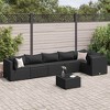 vidaXL Patio Lounge Set 7-Piece Sectional Sofa - Black Poly Rattan with Cushions for Outdoor, Garden, Deck - 2 of 4