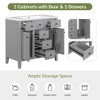36 Inch Bathroom Vanity Without Ceramic Sink Top, Modern Bathroom Storage Cabinets with 2 Cabinets and 5 Drawers, Solid Wood Frame - 3 of 4