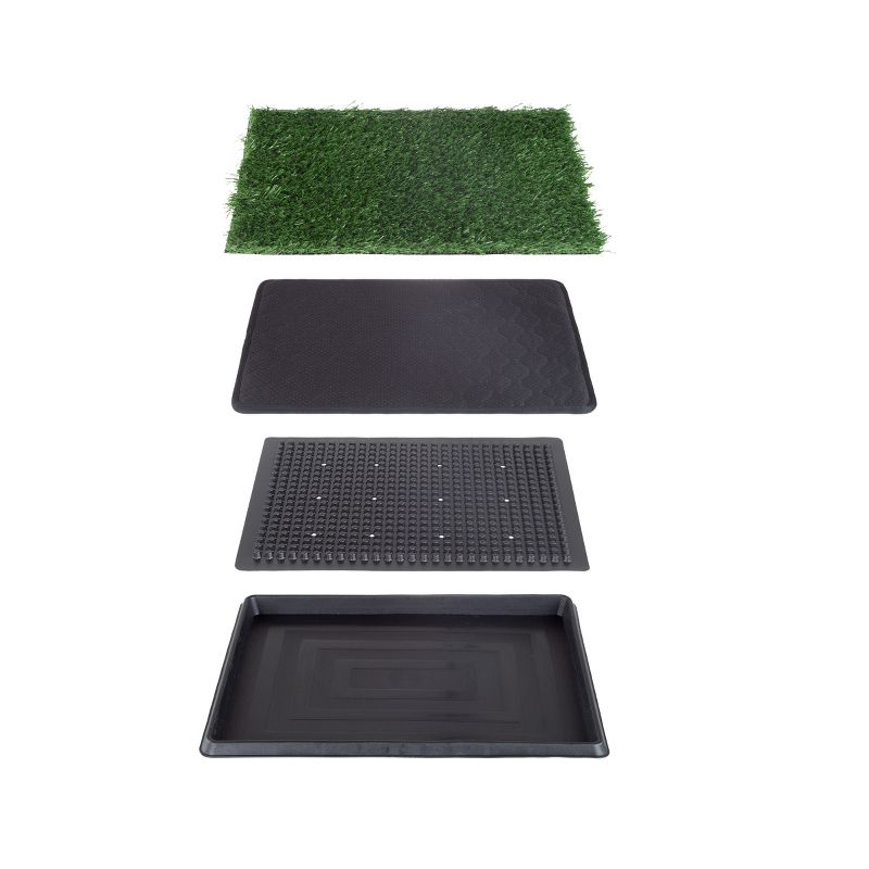 Artificial Grass Puppy Pee Pad for Dogs and Small Pets - 16x20 Reusable 4-Layer Training Potty Pad with Tray - Dog Housebreaking Supplies by PETMAKER, 4 of 8