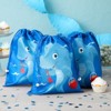 Blue Panda 12-Pack Blue Shark Drawstring Bags, Party Giveaway Gift Treat Bags for Kids - 2 of 4