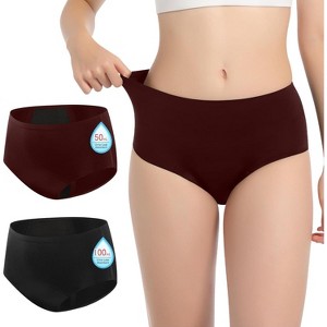 CARER Women’s Comfort Period Underwear, Mild Absorbency Period Briefs Day 50ml and Night 100ml - 2pk - 1 of 4