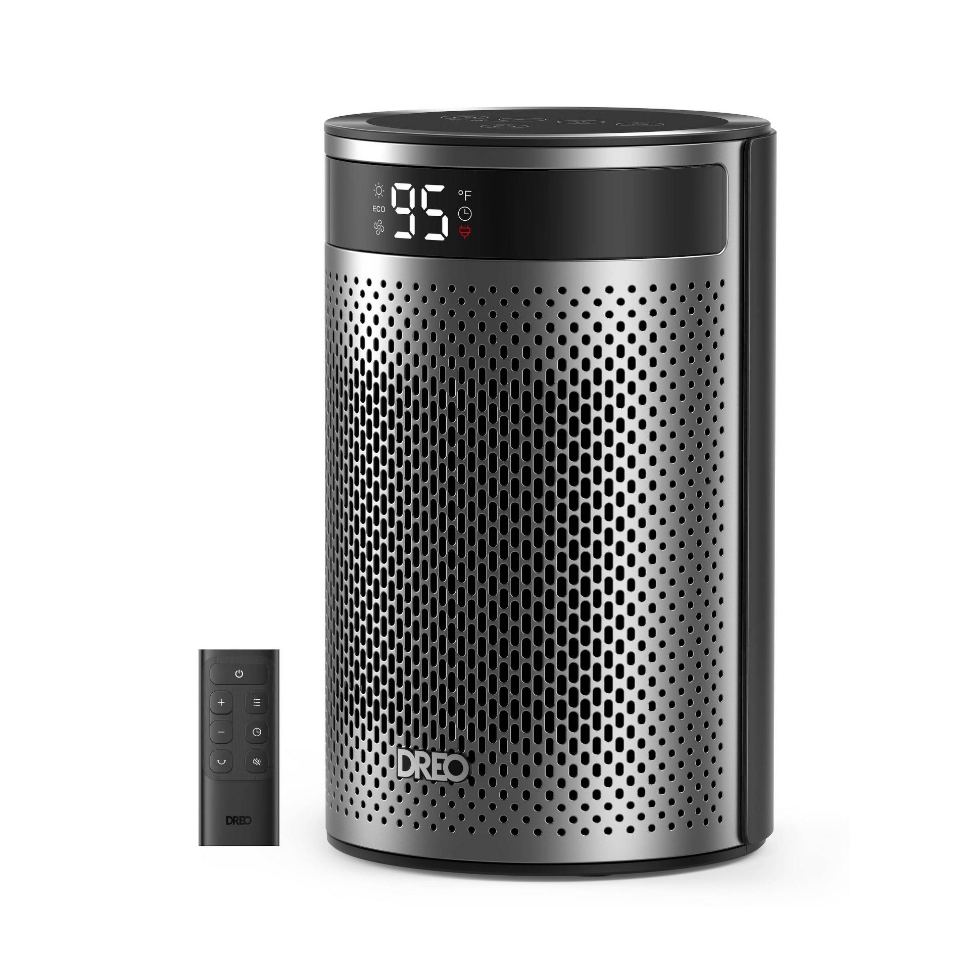 DREO 1500W Atom 416 10" Whisper-Quiet Portable Ceramic Space Heater with Temp Control and ECO Mode Timer with Remote Non-oscillating