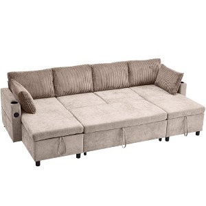 NicBex Modern 111.8" Pull Out Sofa Bed Chenille Convertible Sleeper Sofa with Hidden Storage for Living Room - 1 of 4