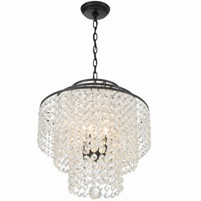Gabrielle Cascading Crystal 4-Light Chandelier in Matte Black