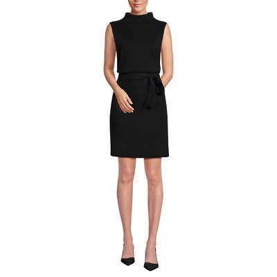 Lands' End Women's Cotton Blend Short Sleeve Mock Neck Sweater Dress