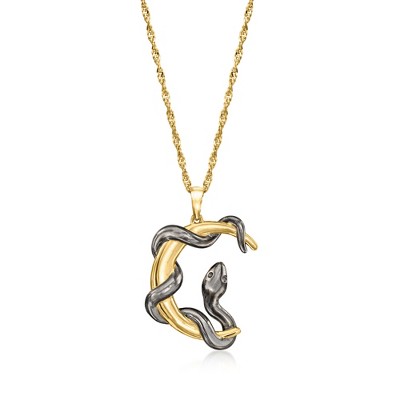 Ross-Simons 18kt Gold Over Sterling Moon and Snake Pendant Necklace Size
