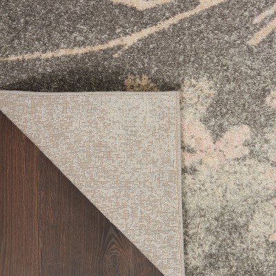 Elegant Floral Whisper 6' x 9' Grey & Pink Reversible Area Rug