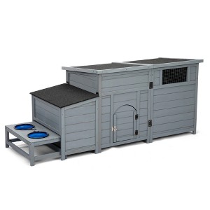Sevobal Pet Crates and Houses, Flat Top Dog House with Bowls and Weatherproof Roof, Lightweight House for Small Medium Dogs, Gray, 58.9"*21.9"*28.5" - 1 of 4