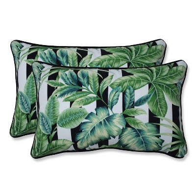 2pk Freemont Palmetto Rectangular Throw Pillows Black - Pillow Perfect