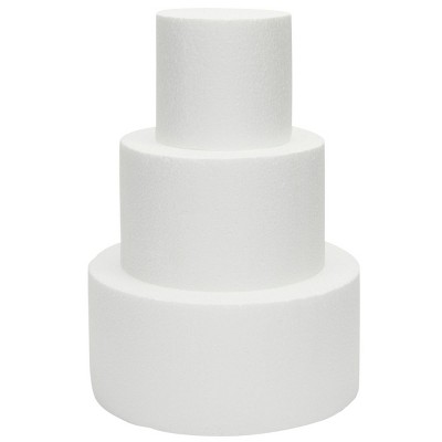 Bright Creations 3 Pieces Round Foam Cake Dummy for Decorating and Wedding Display, Craft Supplies (3 Sizes)