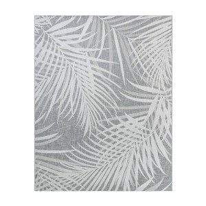 Gertmenian 6'5"x9'6" Paseo Paume Woven Indoor/Outdoor Accent Rug Gray: Machine Made, Fade-Resistant, Botanical Pattern - 1 of 4