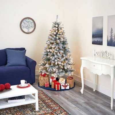6ft Flocked Rock Springs Spruce Artificial Christmas Tree with LED Lights