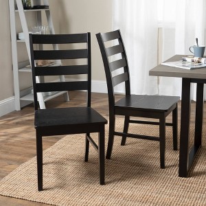 Set of 2 Wood Ladder Back Dining Chair Black - Saracina Home - 1 of 4