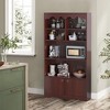 63" Tall Bookshelf with Doors, Modern Scalloped Design 5-Tier Storage Cabinet - 2 of 4
