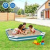 Safstar Outdoor Wooden Sandbox w/ Animal Patterns Seats Backyard Bottomless Sandpit - 2 of 4