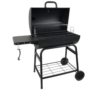 Grill Boss 30 Inch Barrel Charcoal Grill with Adjustable Grate, Large Cooking Area, Built In Temperature Gauge, and Durable Cast Iron Grates, Black - 1 of 4