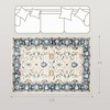 Machine Washable Area Rug Non-Slip Boho Floral Print Carpet for Living Room, Bedroom and Dining Room, Blue - 3 of 4