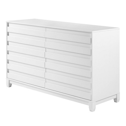 Dropship White Contemporary Roman Style, Solid Wood 6 Drawers