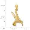Black Bow Jewelry 14k Yellow Gold Diamond Cut Hummingbird Pendant, 13mm (1/2 inch) - 4 of 4